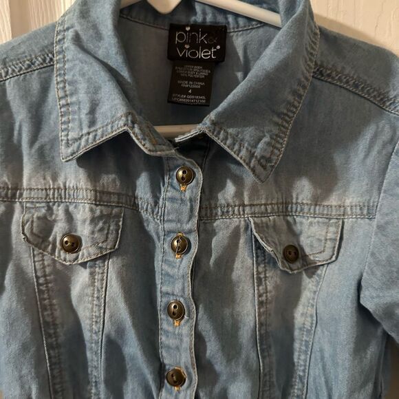 Pink & Violet Girls Denim Unicorn Dress Size 4 - Picture 2 of 6